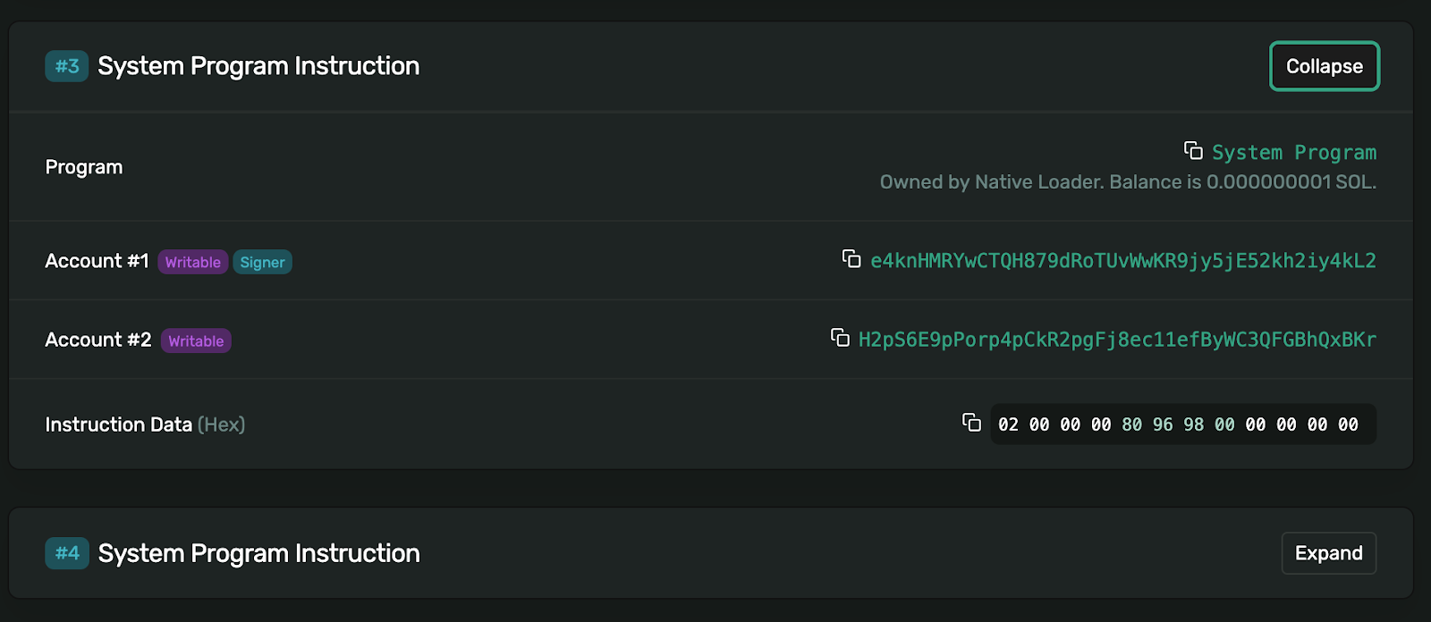 System Program Instruction details