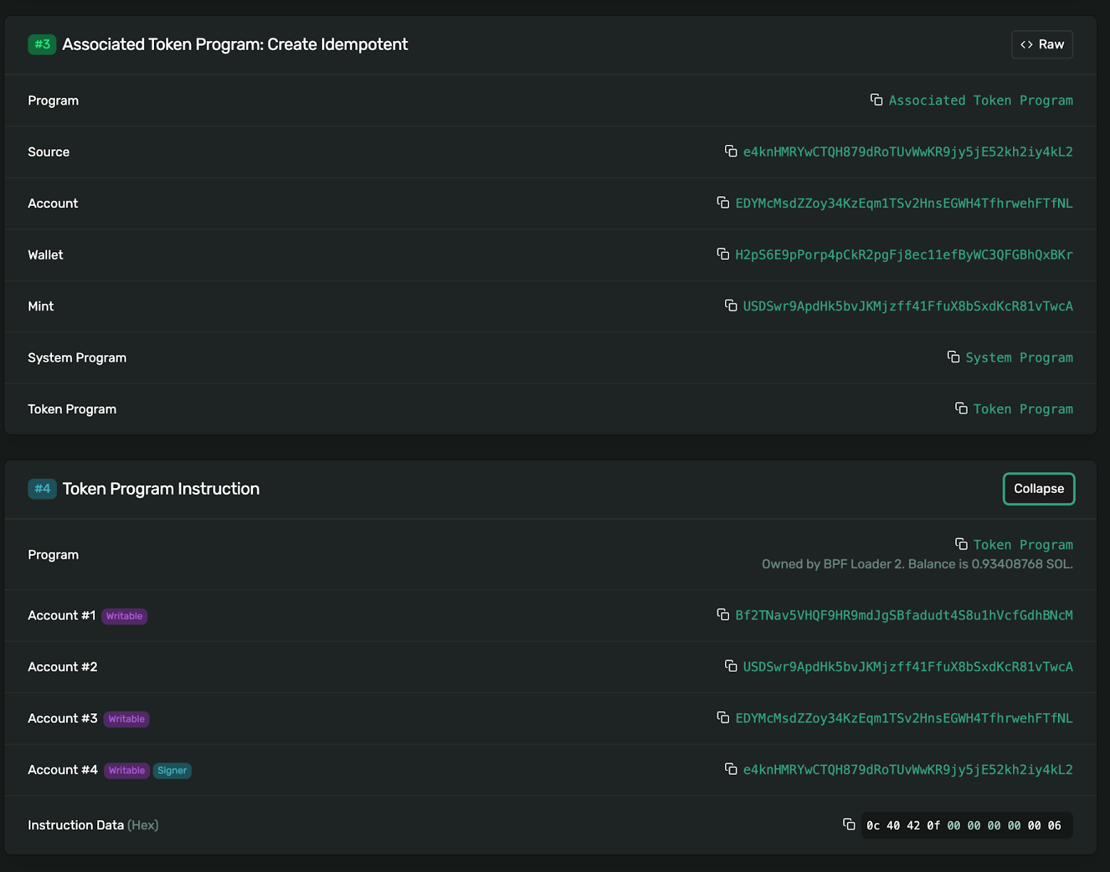 Token Program Instruction details